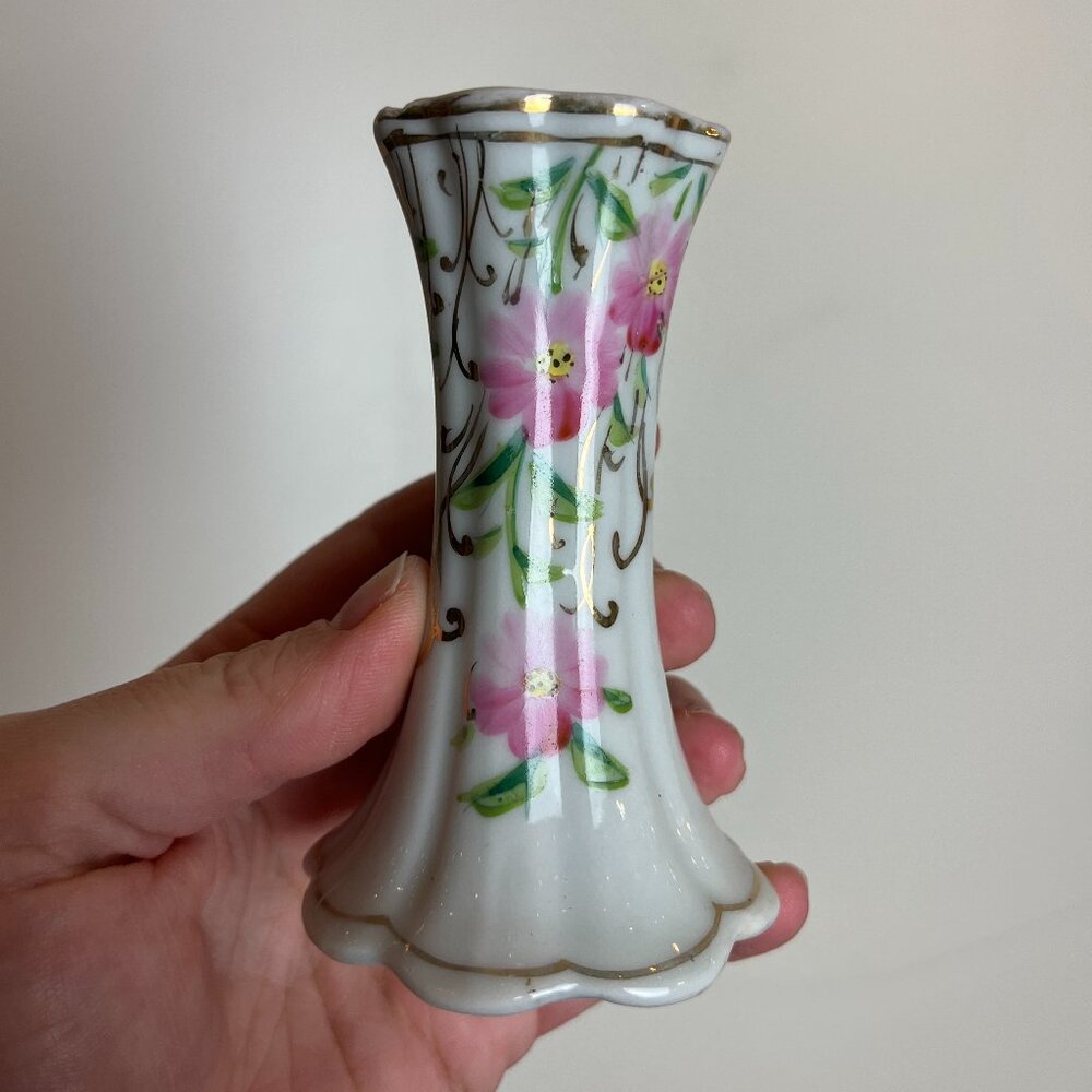 Vintage Hand-painted Porcelain Hat Pin Holder or Bud Vase